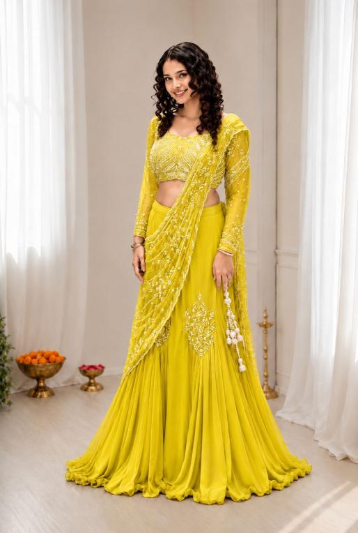 Trending Stylelish BB 73  Chinon Silk Yellow Surat lehenga choli suppliers